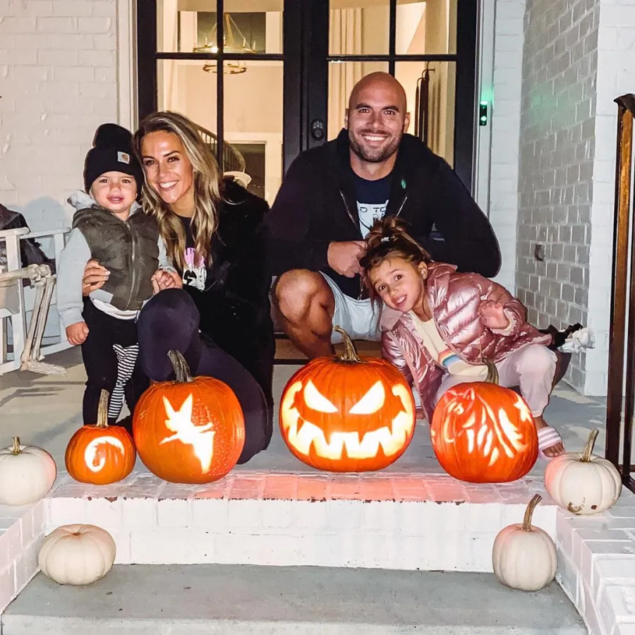 Jana Kramer and Mike Caussin pumpkin carving