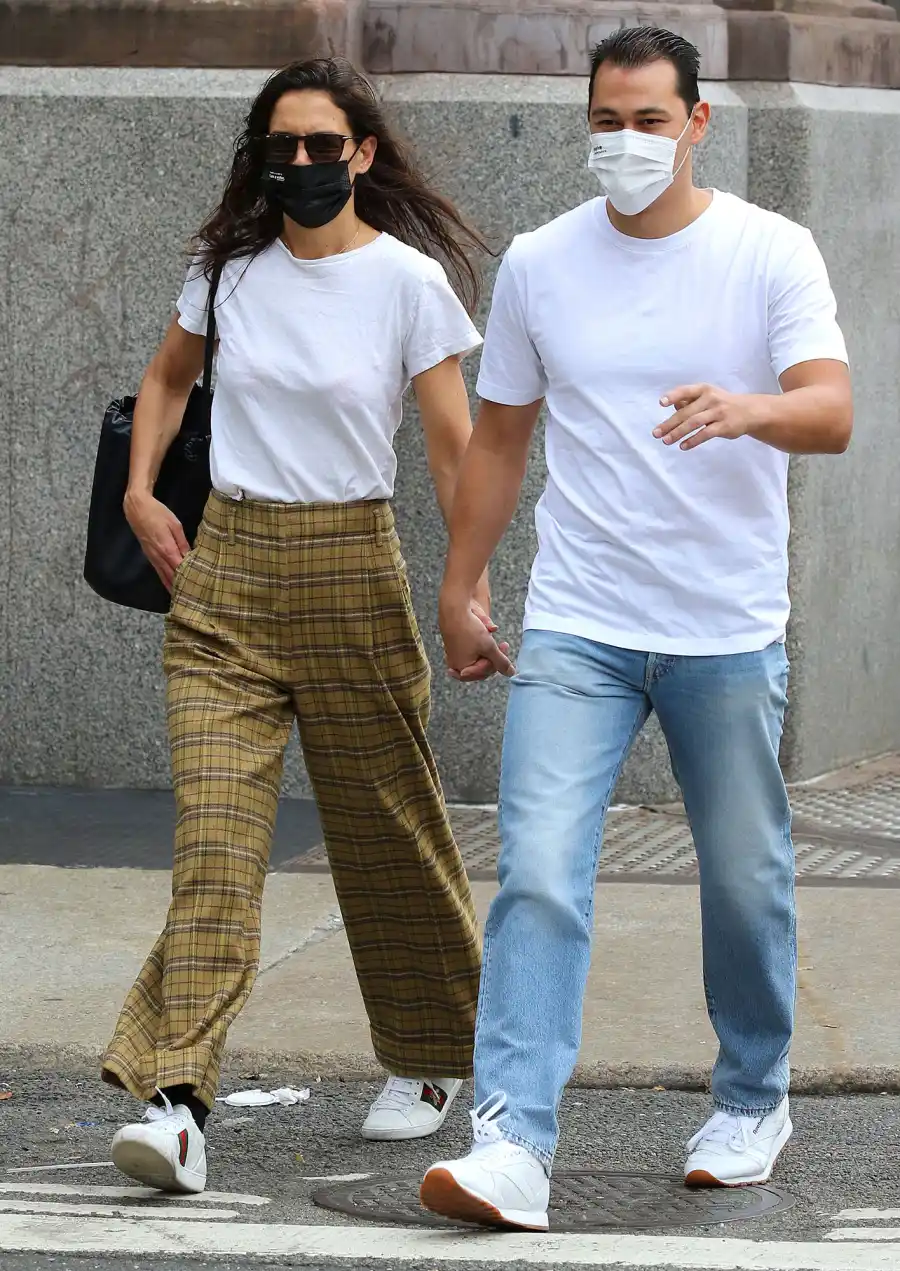 Katie Holmes and Emilio Vitolo Plaid Trousers