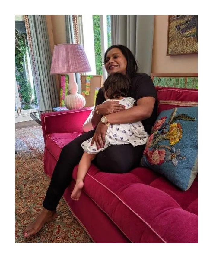 Mindy Kaling Daughter Katherine Has Had Smooth Adjustment to Big Sisterhood After Spencer Birth Purple Dress Vanity Fair