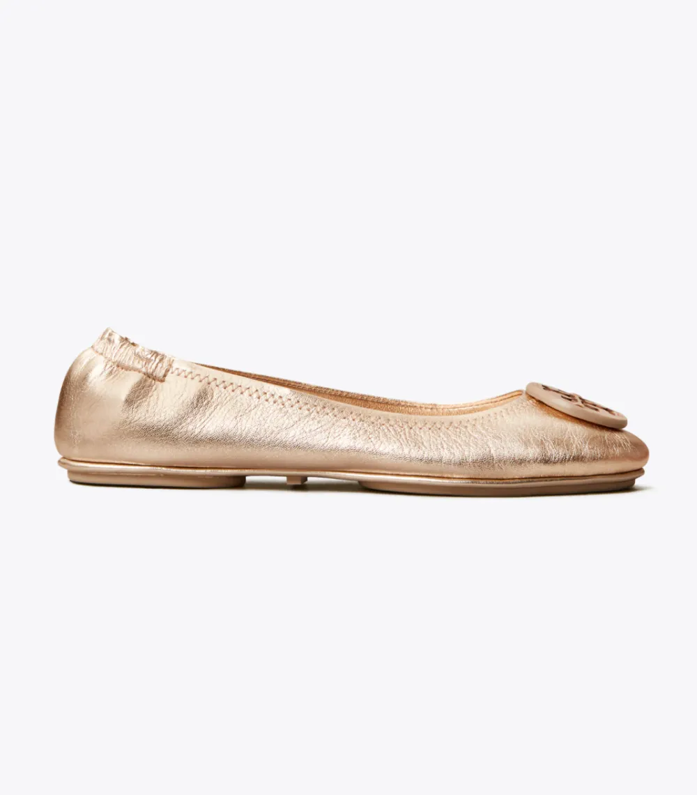 Minnie Travel Ballet Flat, Metallic Leather
