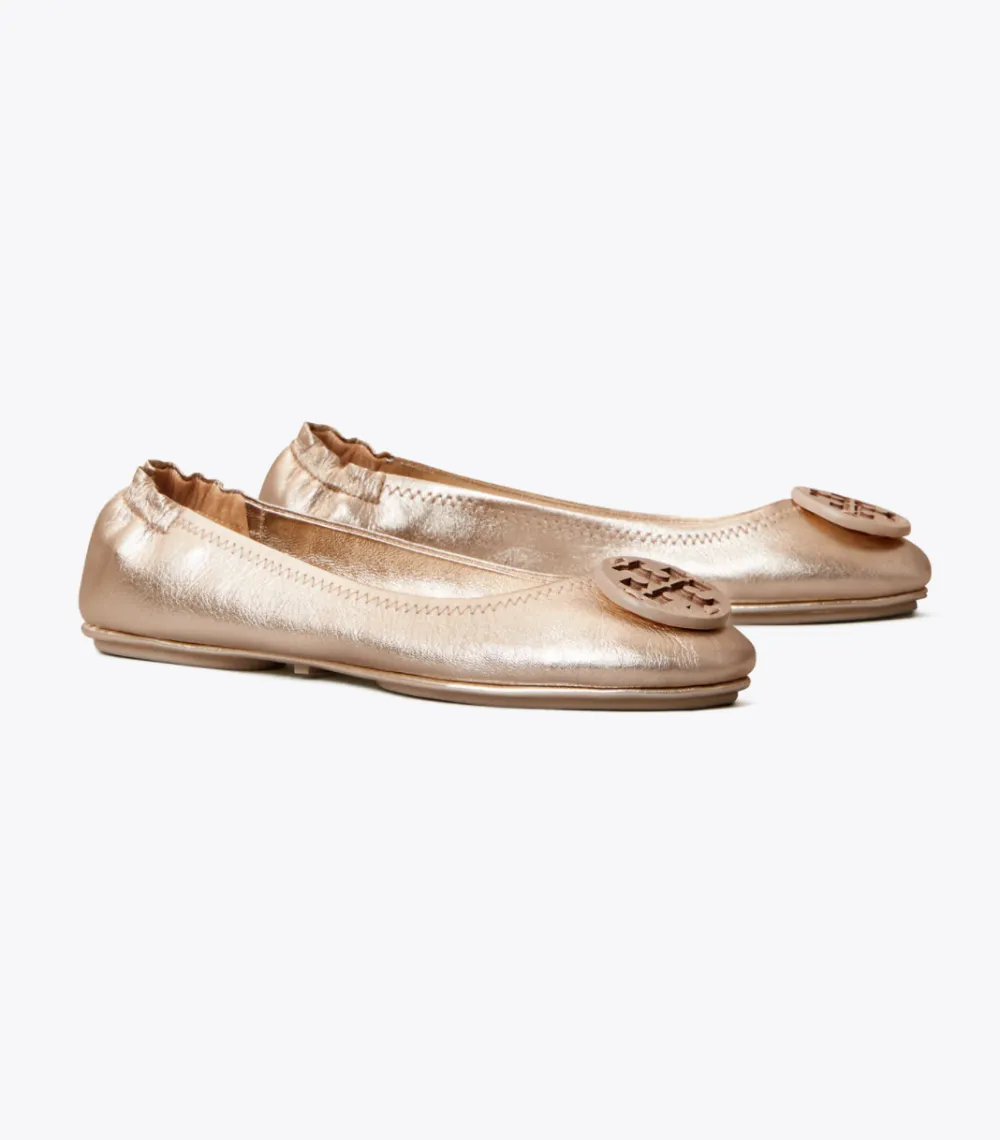 Minnie Travel Ballet Flat, Metallic Leather