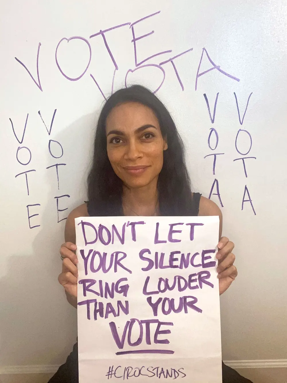 Rosario Dawson joined #C&Icirc;ROCStands to encourage voters to exercise their most important right this election season.