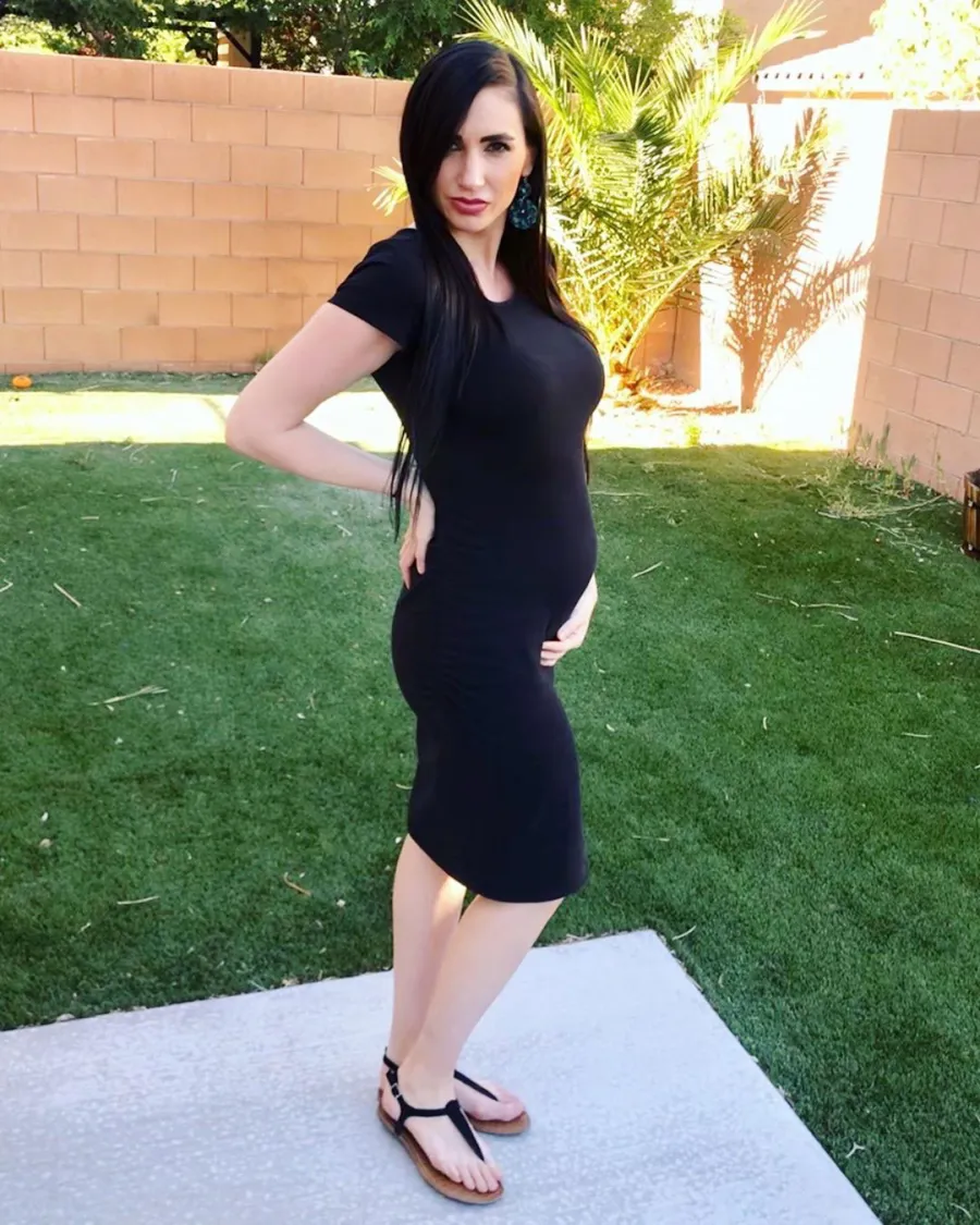 Stephany Tornincasa Black Dress Baby Bump