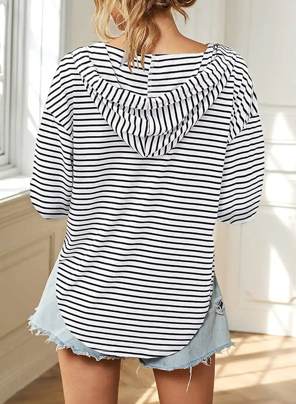 Kirundo 2020 Deep V Neck Hoodie Top