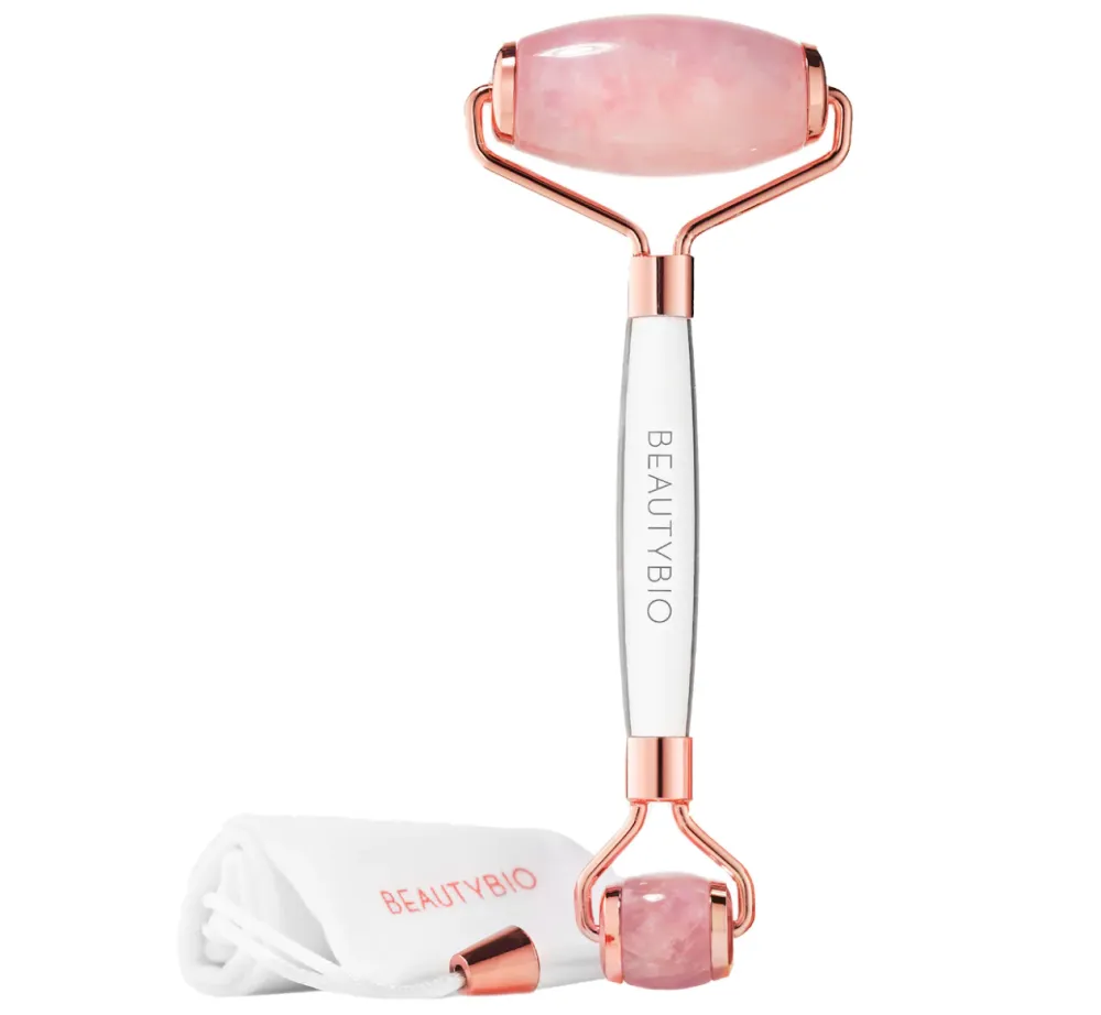 BeautyBio Contouring + De-Puffing Rose Quartz Roller