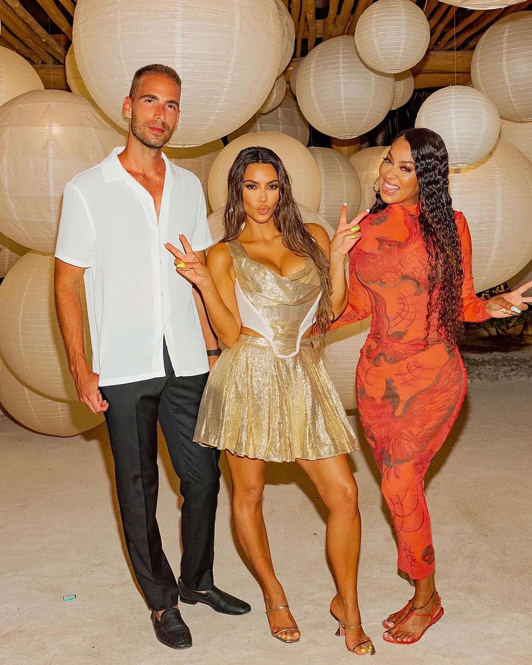 Simon Huck Kim Kardashian and La La Anthony La La Anthony Defends Kim Kardashian Private Island 40th Birthday Party Amid Backlash