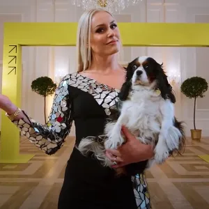 Lindsey Vonn Brings Along Dog Lucy to Host The Pack Show