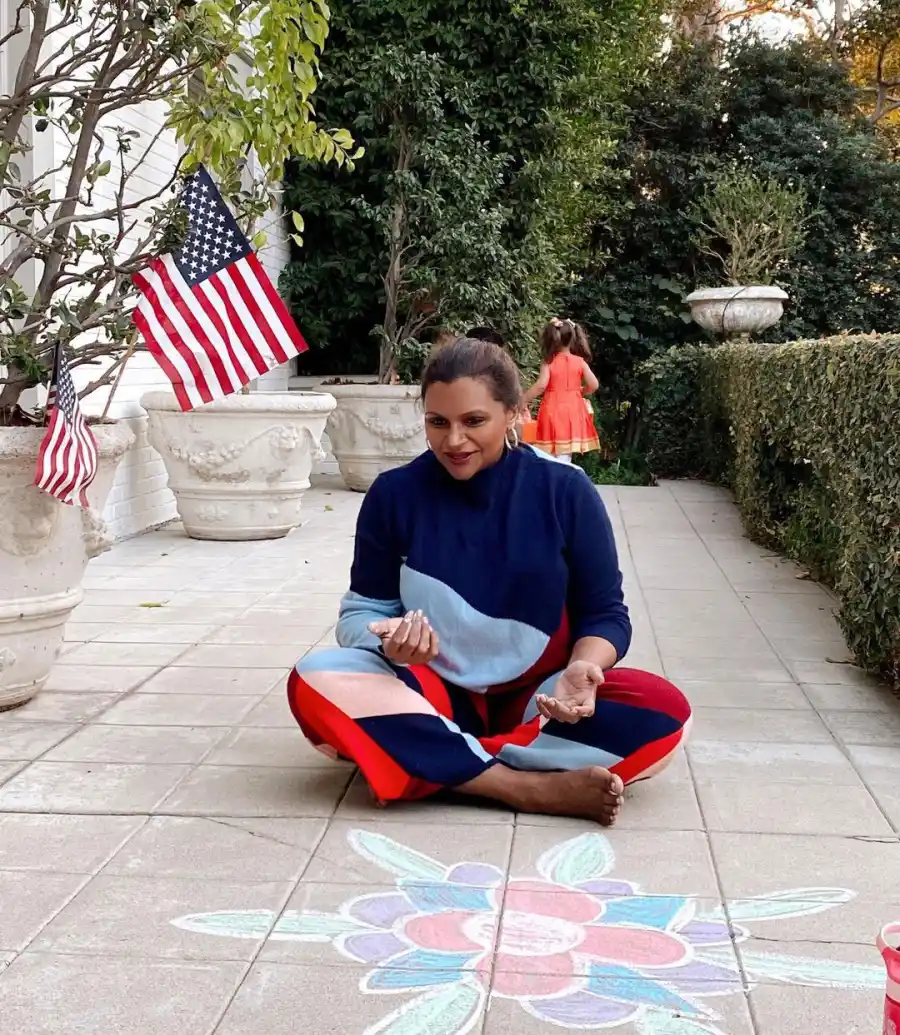 Mindy Kaling Diwali Rangolis Chalk Daughter