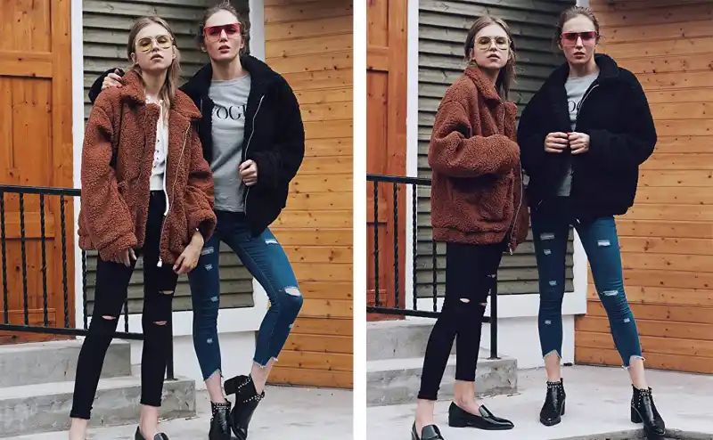 PRETTYGARDEN Women's Fashion Long Sleeve Lapel Zip Up Faux Shearling Shaggy Oversized Coat