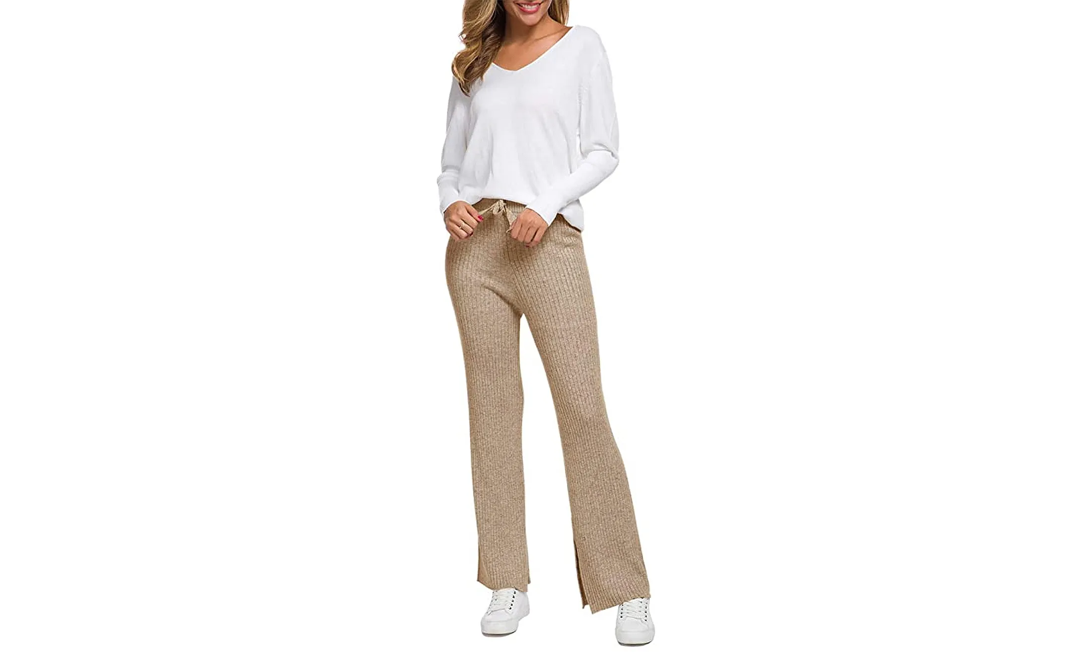 SANGTREE Women's Cashmere Wide Leg Pants