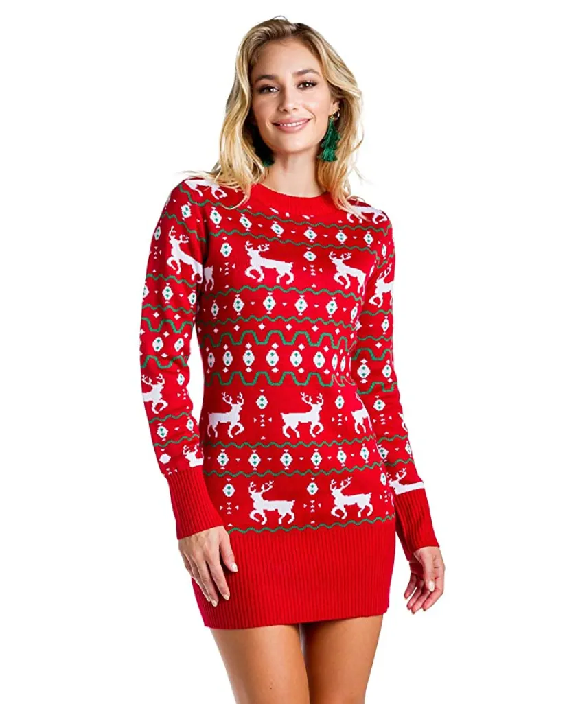 Tipsy-Elves-Women's-Red-Christmas-Sweater-Dress