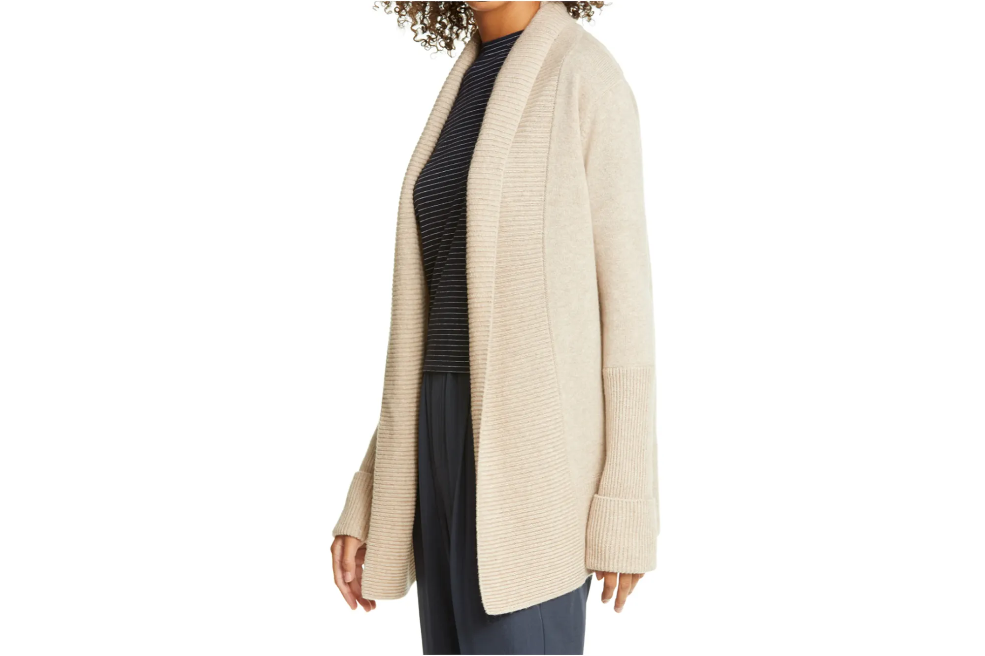 Vince Rib Front Wool & Cashmere Cardigan