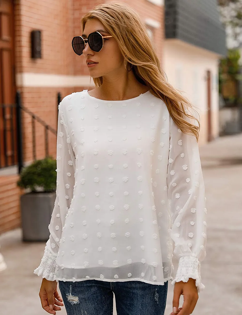Blooming Jelly Chiffon Pom Pom Blouse