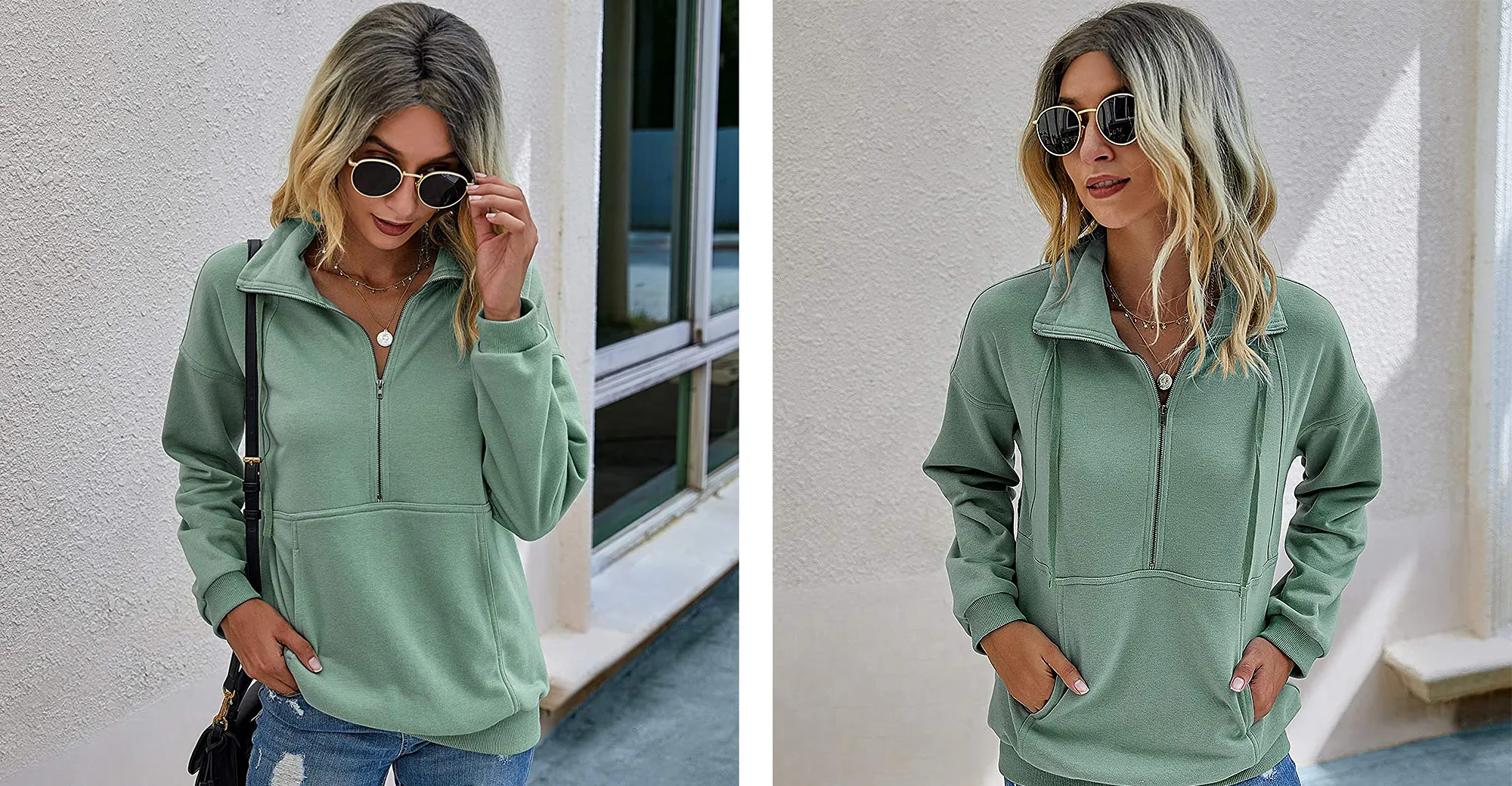 PRETTYGARDEN Lapel Zipper Sweatshirt