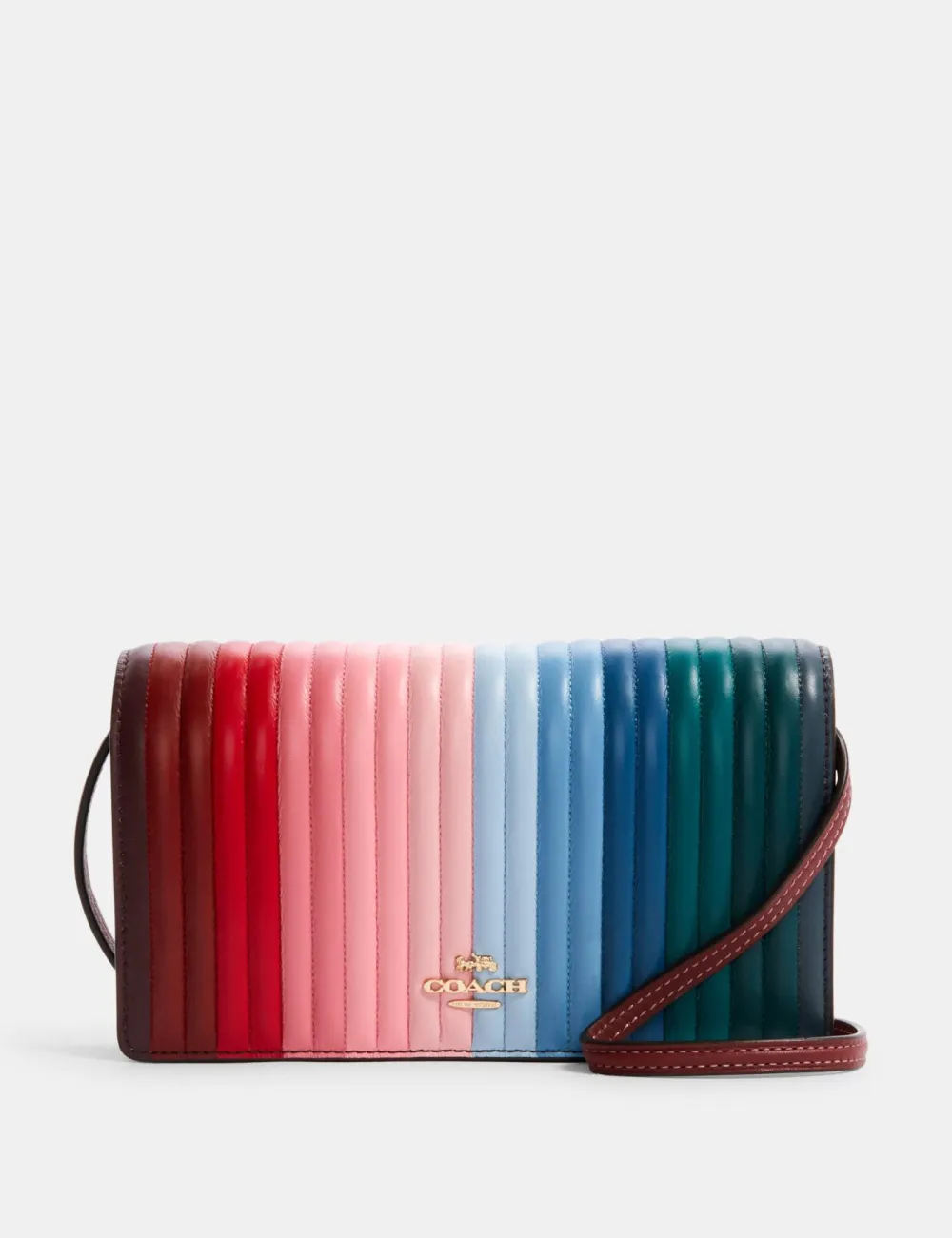 Anna Foldover Crossbody Clutch With Rainbow Linear Quilting
