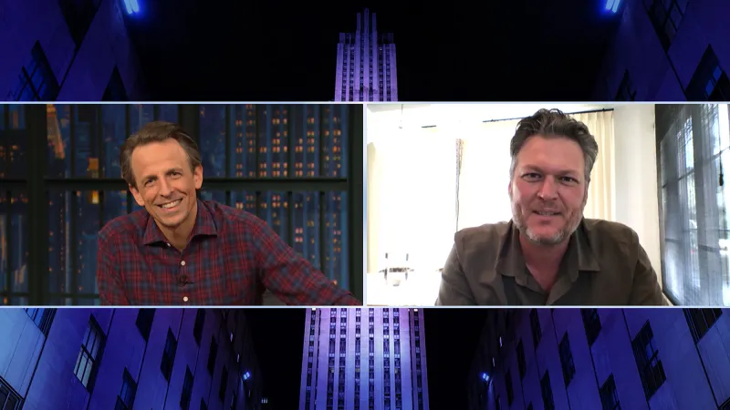 Blake Shelton Says Gwen Almost Spilled Engagement News Seth Meyers