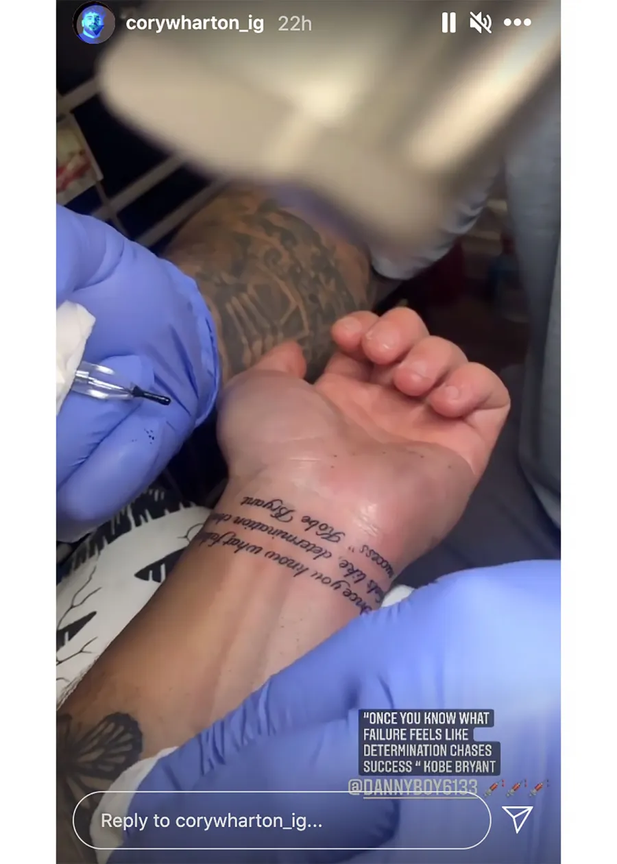 Cory Wharton Gets a Kobe Bryant Tattoo