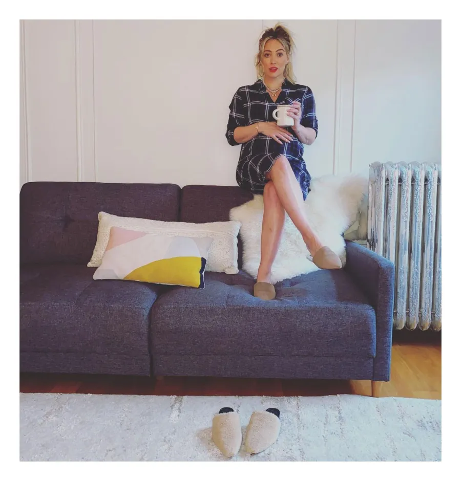 Hilary Duff Couch Slippers Mug Pregnant