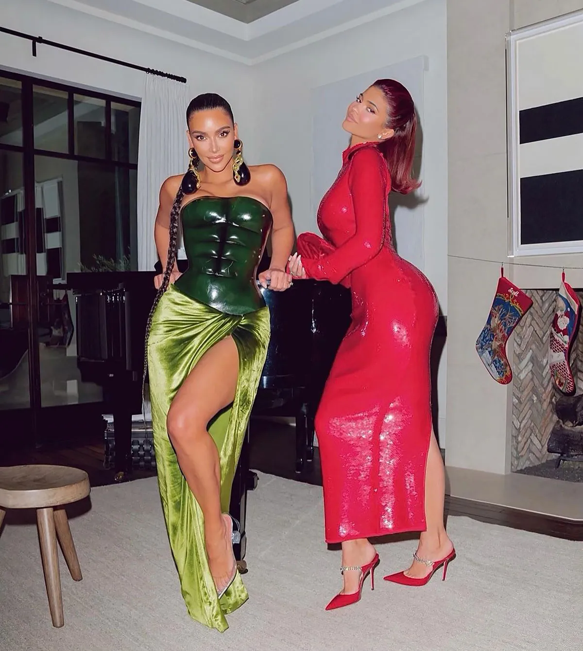 See the Kardashian-Jenner's Glamorous Christmas Eve Looks