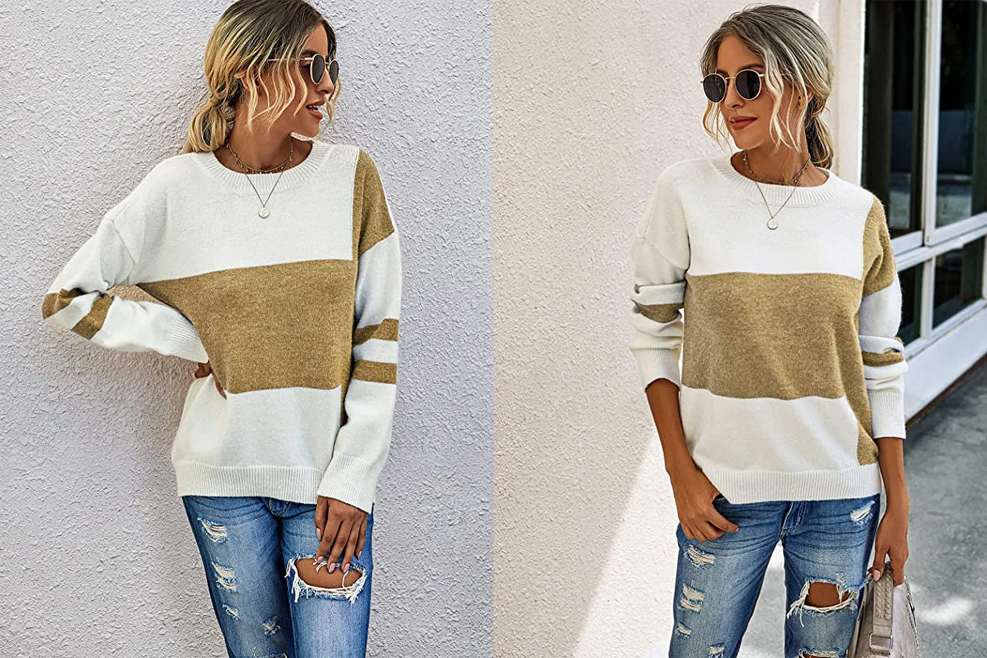 PRETTYGARDEN Women’s Casual Long Sleeve Knitted Color Block Sweater