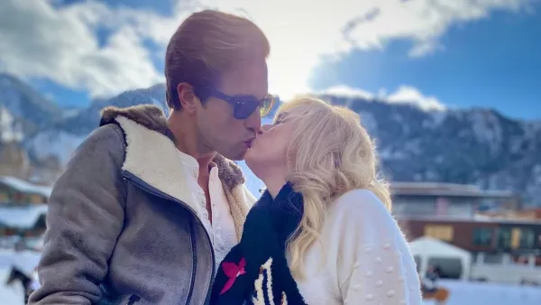 Rebel Wilson and Jacob Busch Kissing Snow