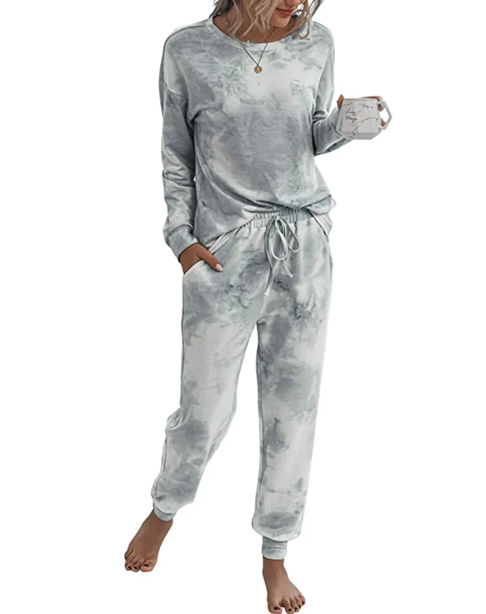 TSMNZMU Women's Tie Dye Casual 2Pcs Sleepwear Pajama Set