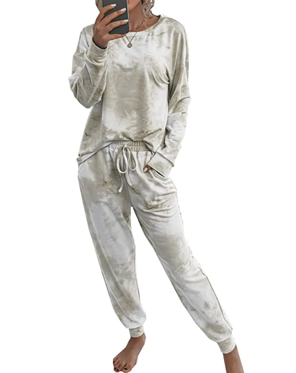 TSMNZMU Women's Tie Dye Casual 2Pcs Sleepwear Pajama Set