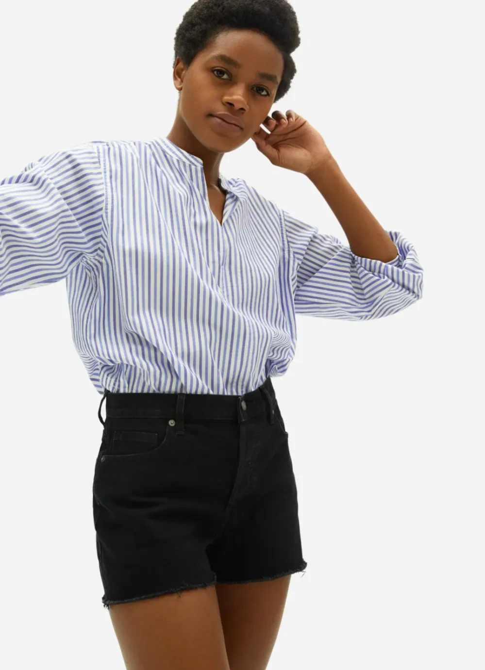 The Silky Cotton Split-Neck Blouse