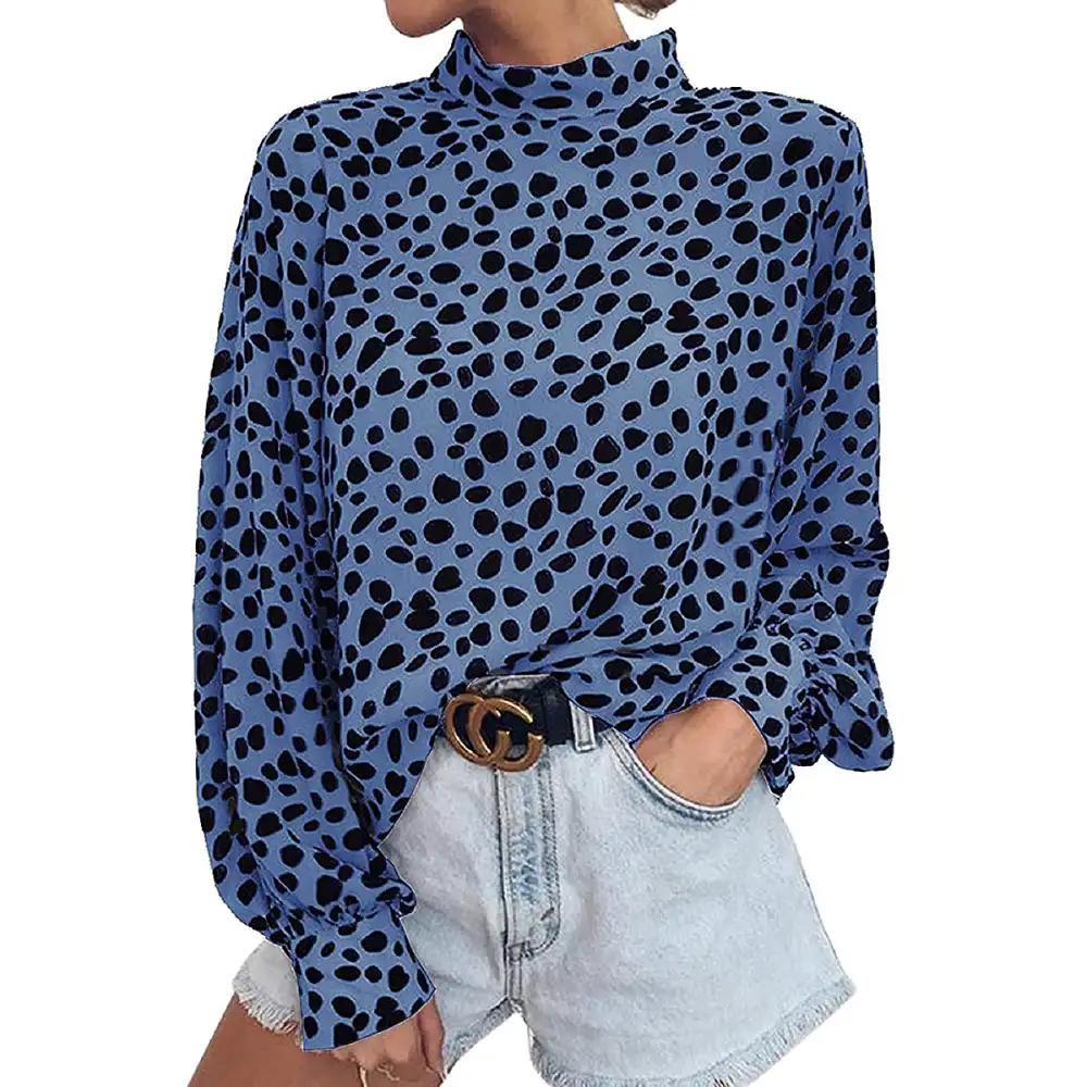 Valphsio Long-Sleeve Turtleneck Blouse