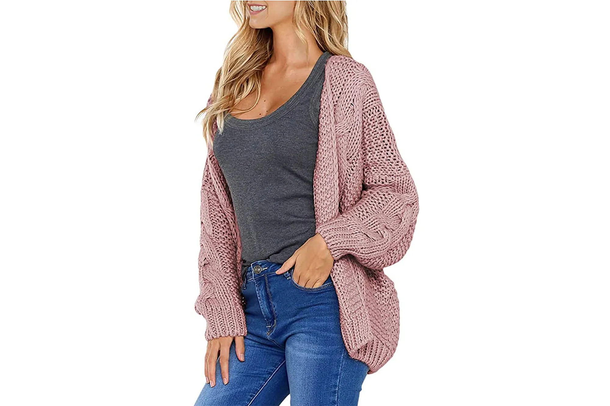 Astylish Women's Open Front Long Sleeve Chunky Knit Cardigan Sweater
