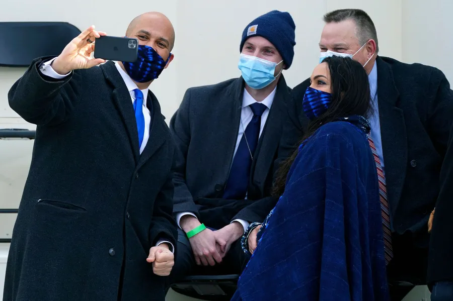 Cory Booker and Rosario Dawson Joe Biden 2021 Inauguration