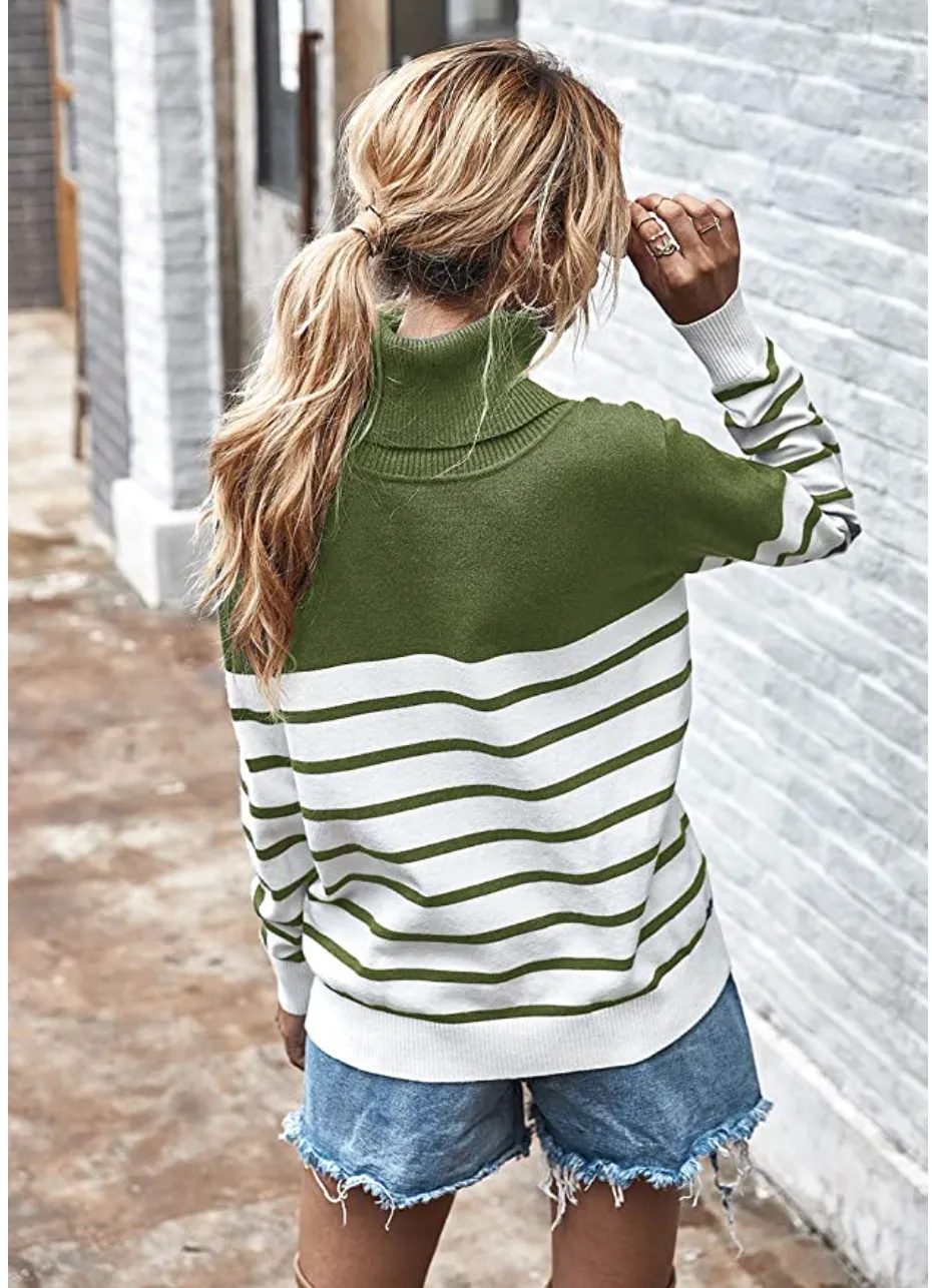 KIRUNDO 2020 Women&rsquo;s Turtleneck Knitted Long Sleeve Loose Ribbed Sweater