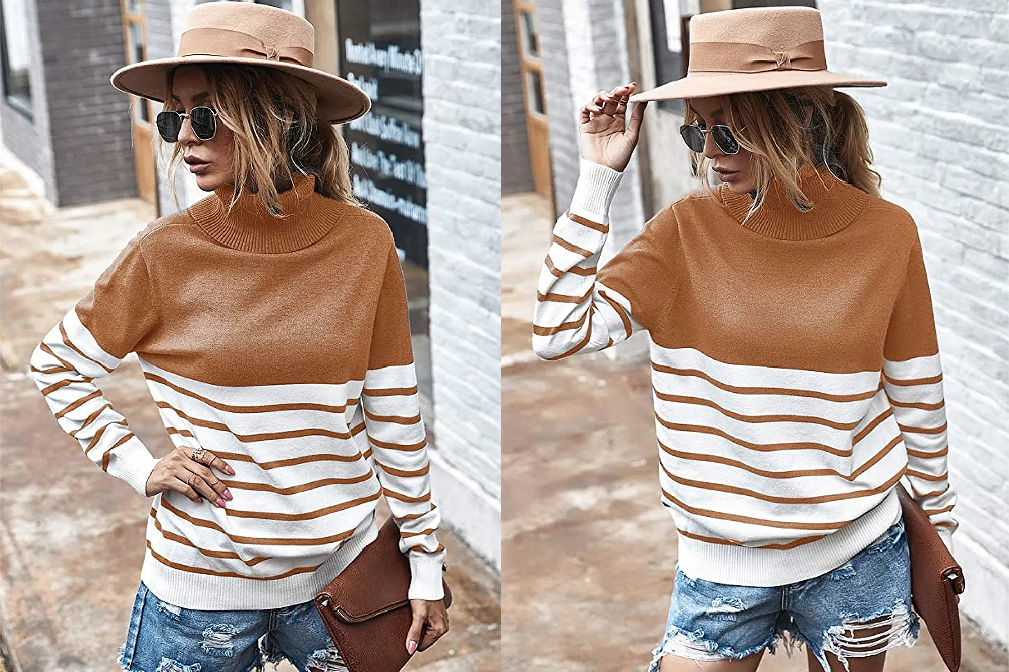 KIRUNDO 2020 Women’s Turtleneck Knitted Long Sleeve Loose Ribbed Sweater