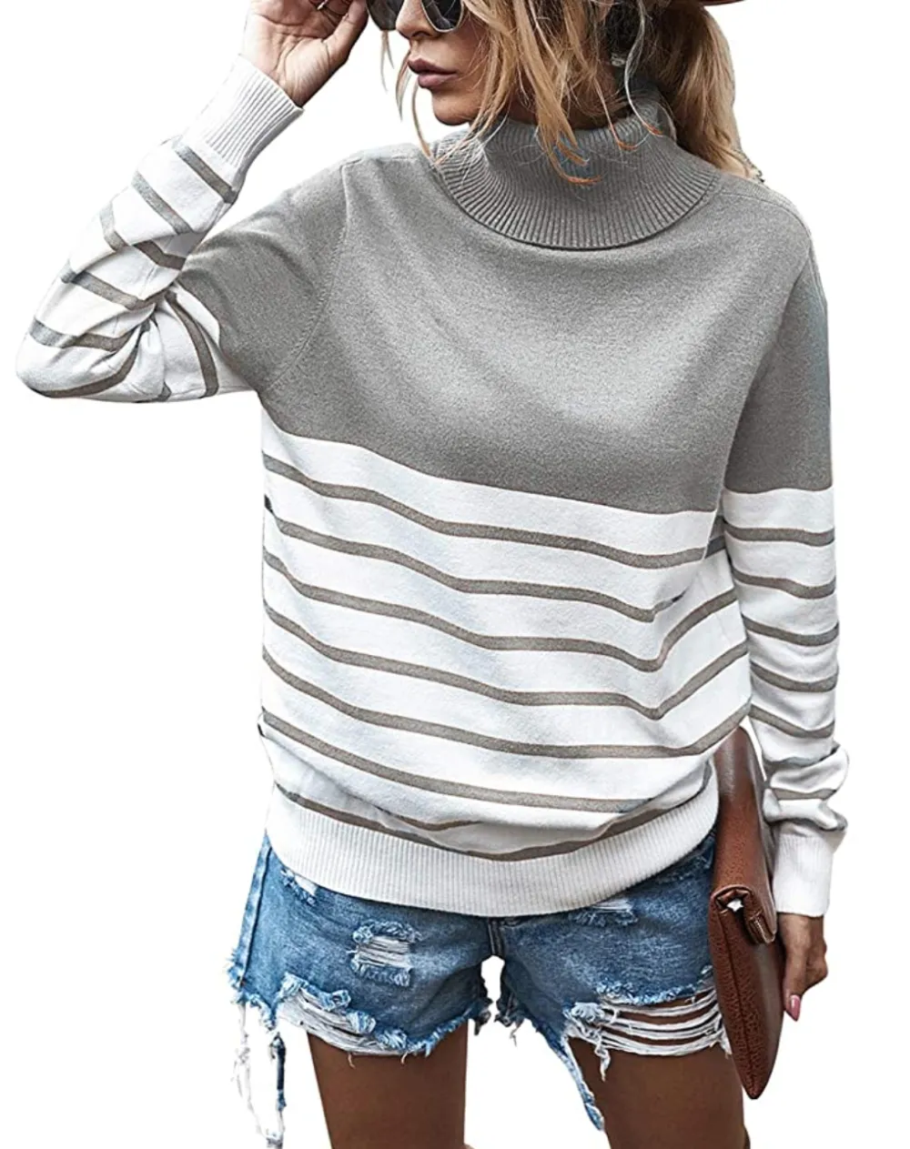 KIRUNDO 2020 Women&rsquo;s Turtleneck Knitted Long Sleeve Loose Ribbed Sweater