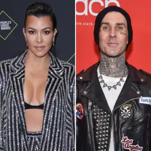 Kourtney Kardashian and Travis Barker Hang Out Together at Kris Jenner's Palm Springs Replica Luxury Handbag