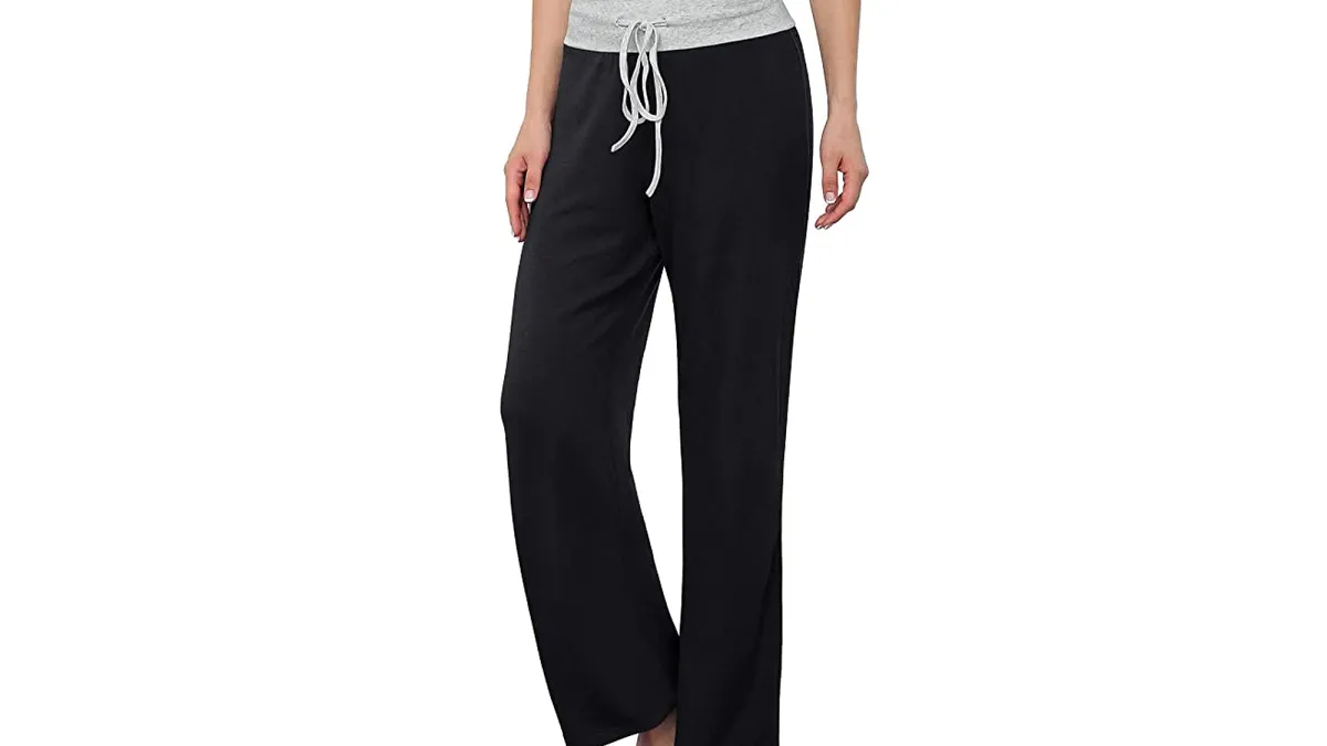 LONGYUAN Women's Comfy Casual Stretch Drawstring Palazzo Lounge Pants