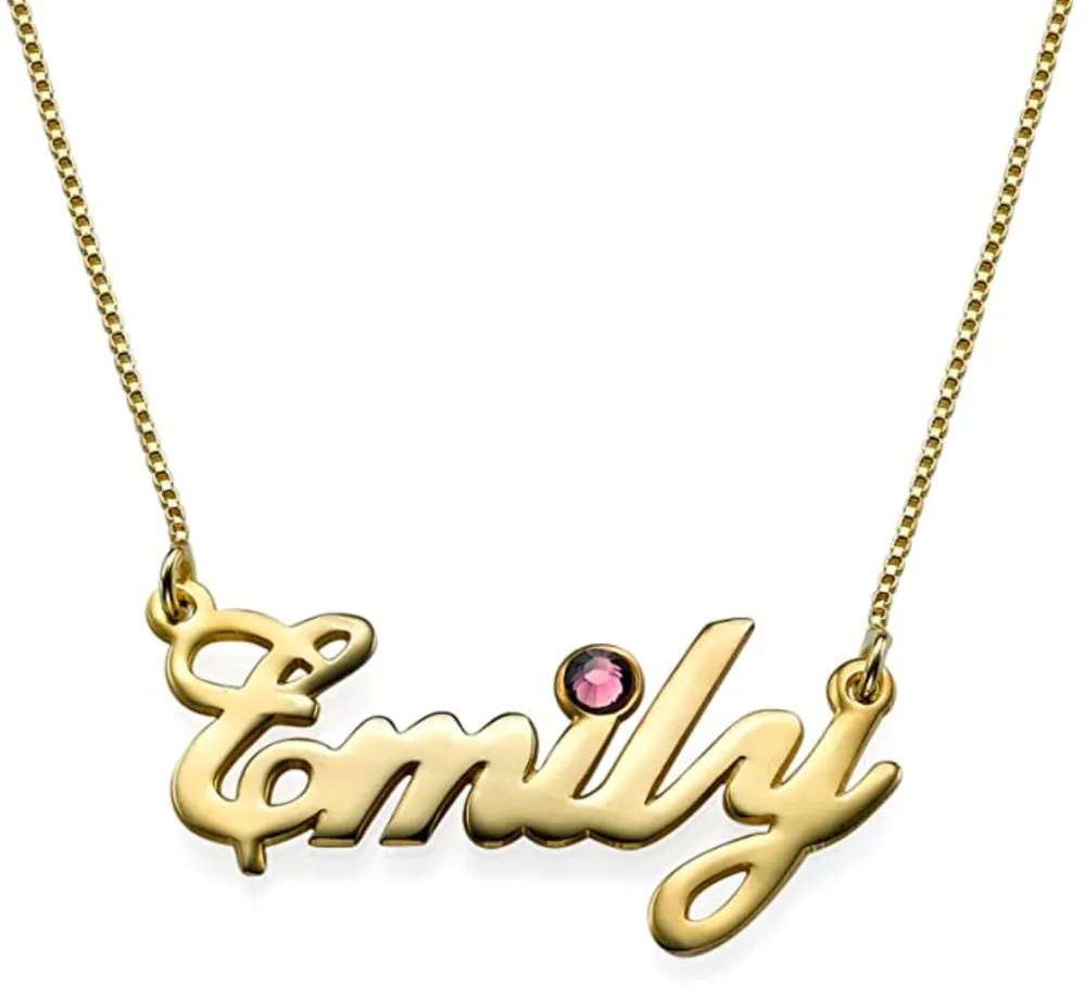 MyNameNecklace Personalized Name Necklace Made with Swarovski Birthstone