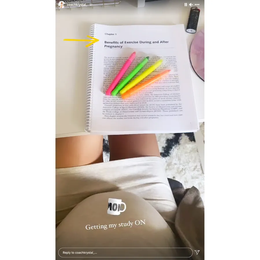 Pregnant Krystal Nielson Baby Bump Reading About Benefits Of Exercise During Pregnancy