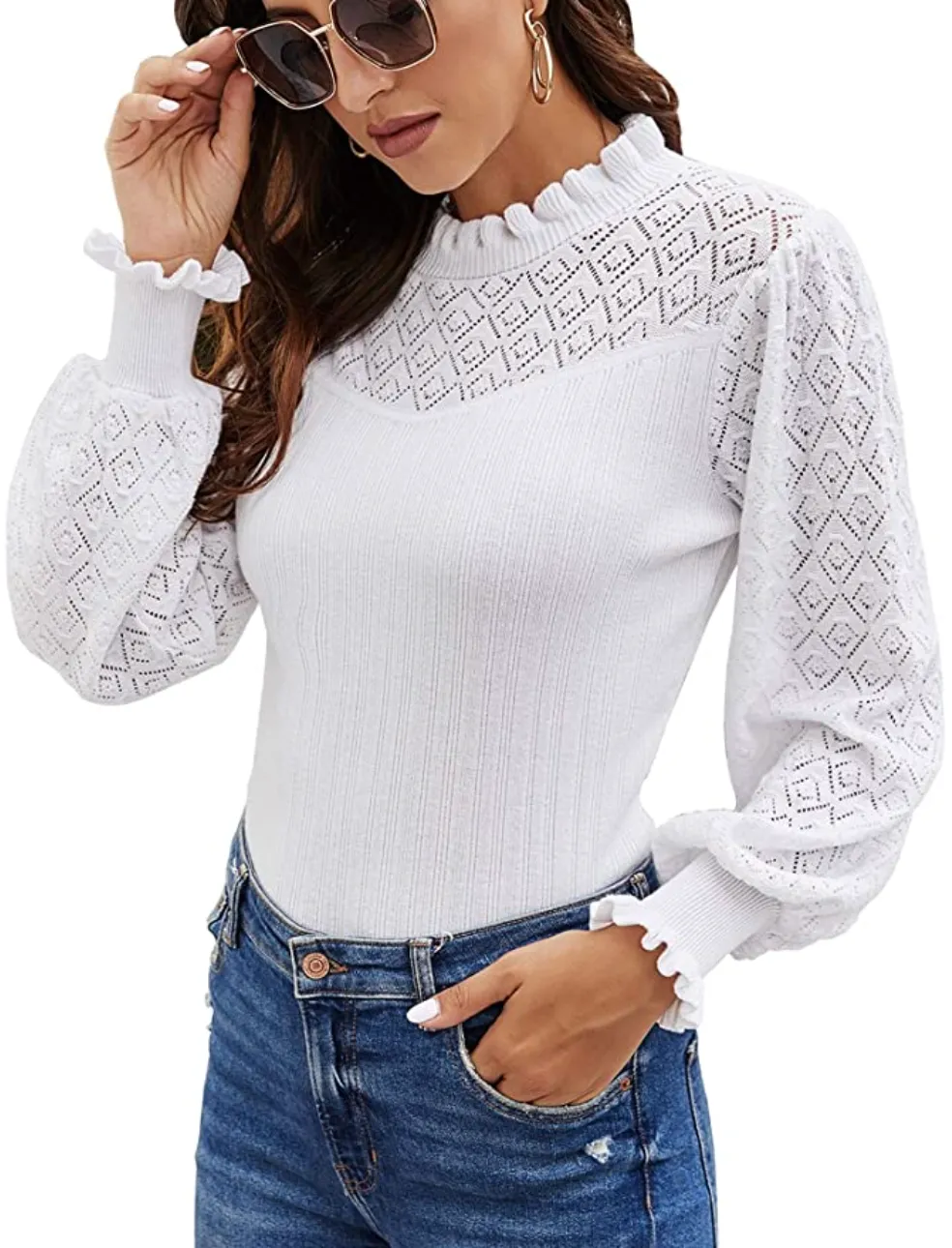 Romanstii Women's Sweater Lightweight Pullover 100% Cotton Knit Top