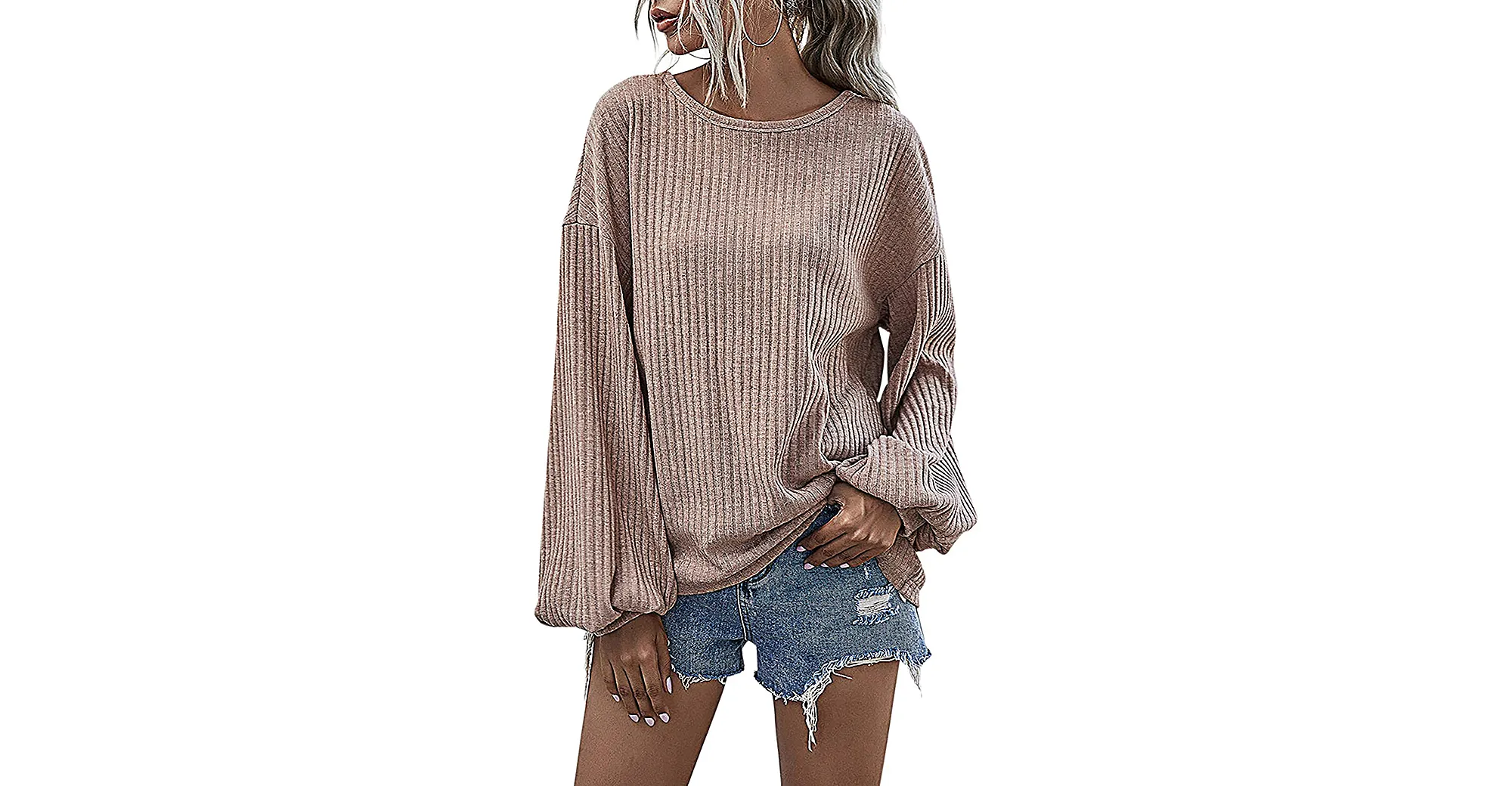 Hibluco Casual Loose Knitted Long-Sleeve Crew Neck Sweater