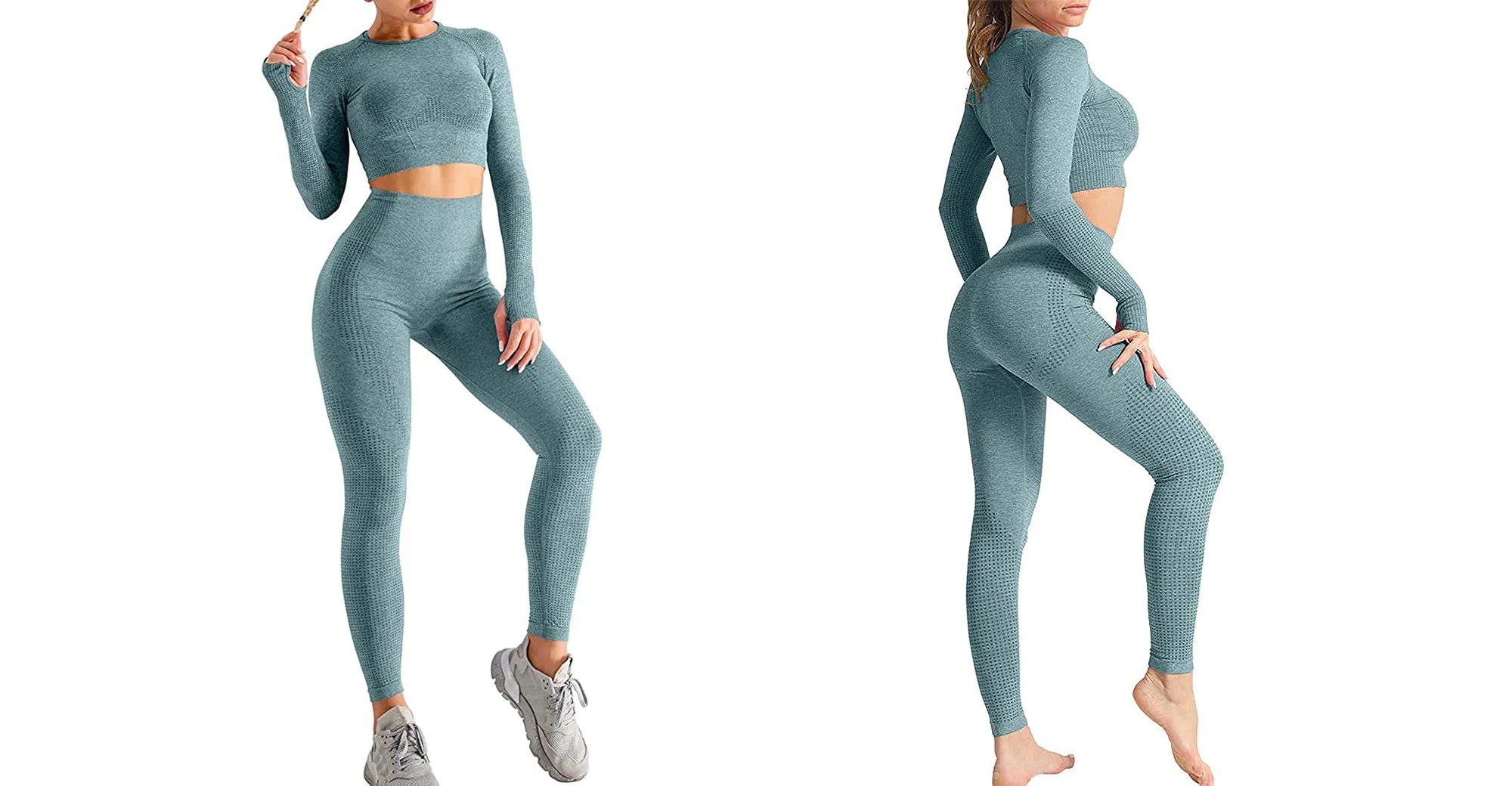 HYZ Seamless 2-Piece Outfits Workout Yoga Set