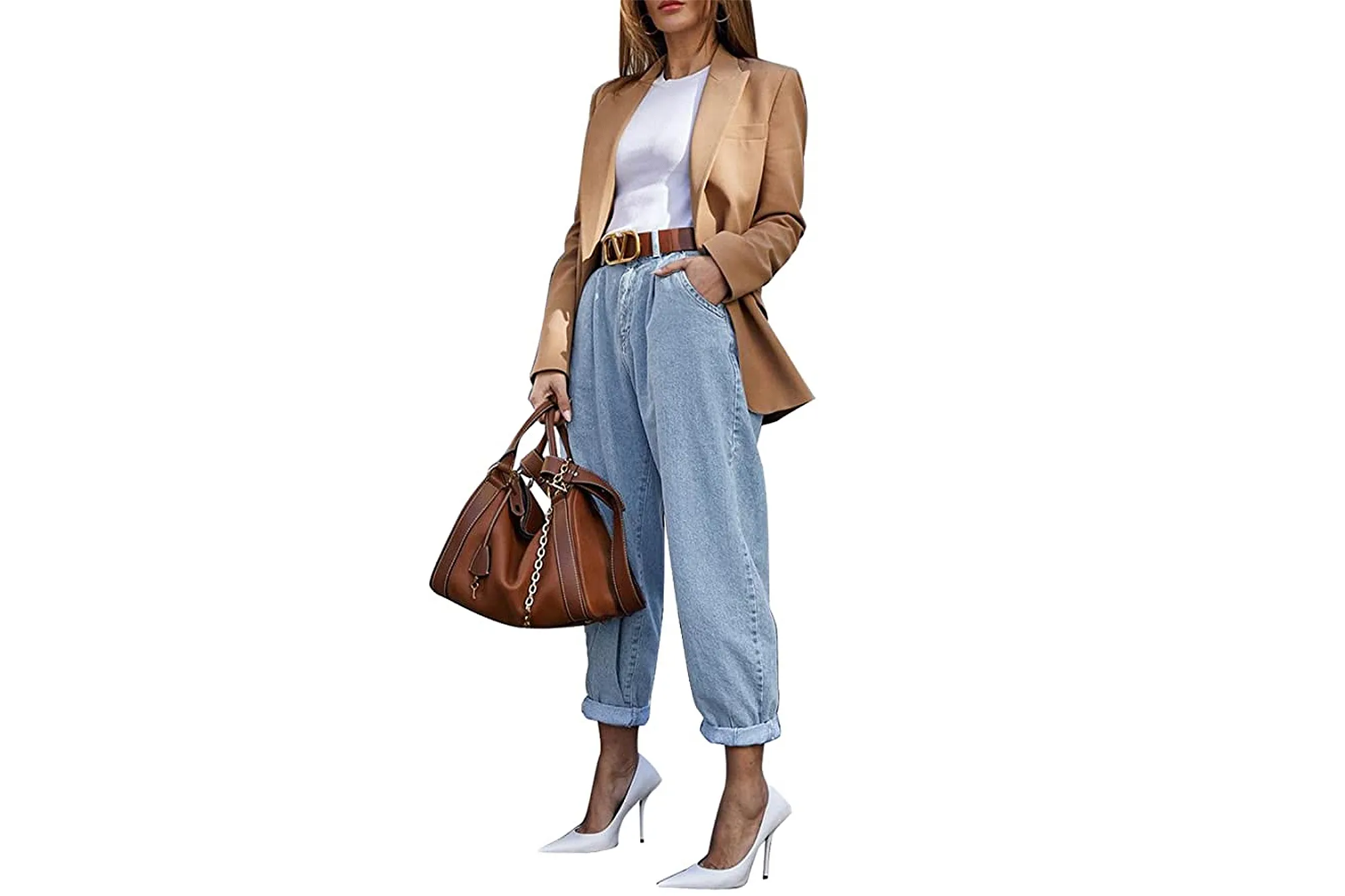 luvamia Women's Classic High Waist Stretch Loose Balloon Tapered Mom Jeans