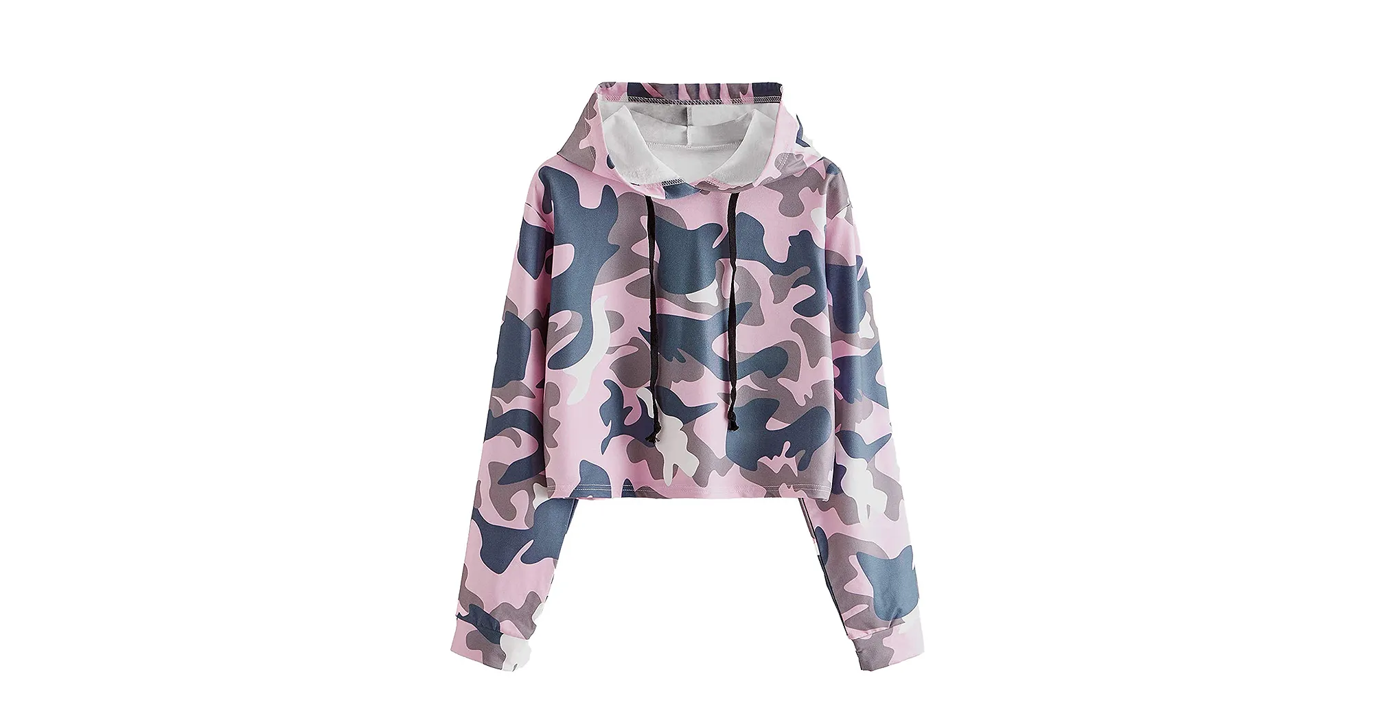 MakeMeChic Long-Sleeve Casual Printed Sweatshirt in Camo Pink