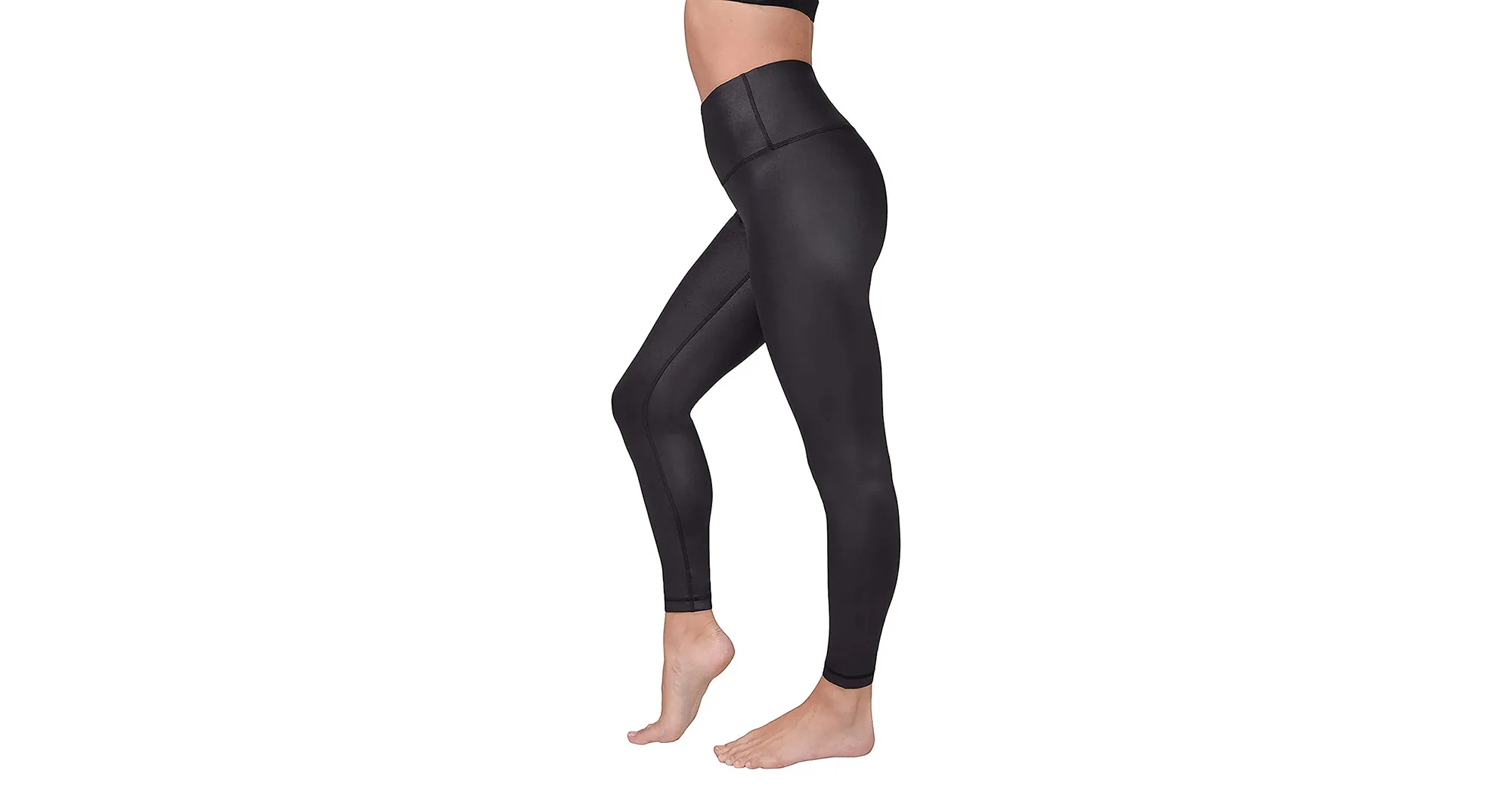 90 Degree By Reflex High Waist High Shine Faux Leather Disco Leggings.