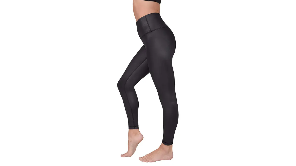 90 Degree By Reflex High Waist High Shine Faux Leather Disco Leggings.