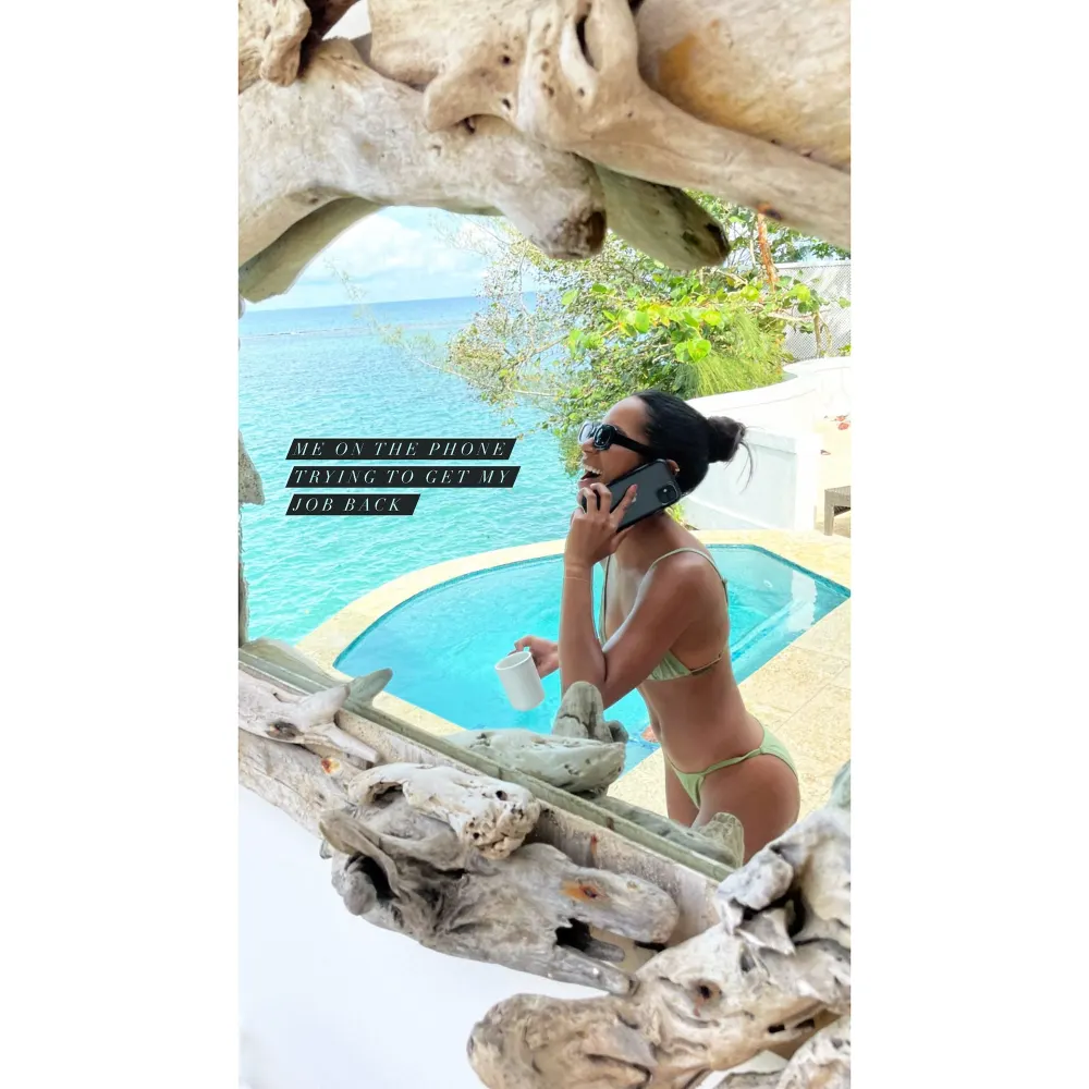 Bachelor Bri Springs Jokes About Trying to Get Her Job Back After the Show Phone Pool Instagram