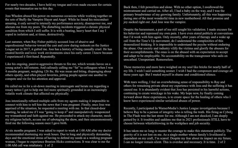 Buffy Alum Charisma Carpenter Speaks Out Against Joss Whedon Instagram