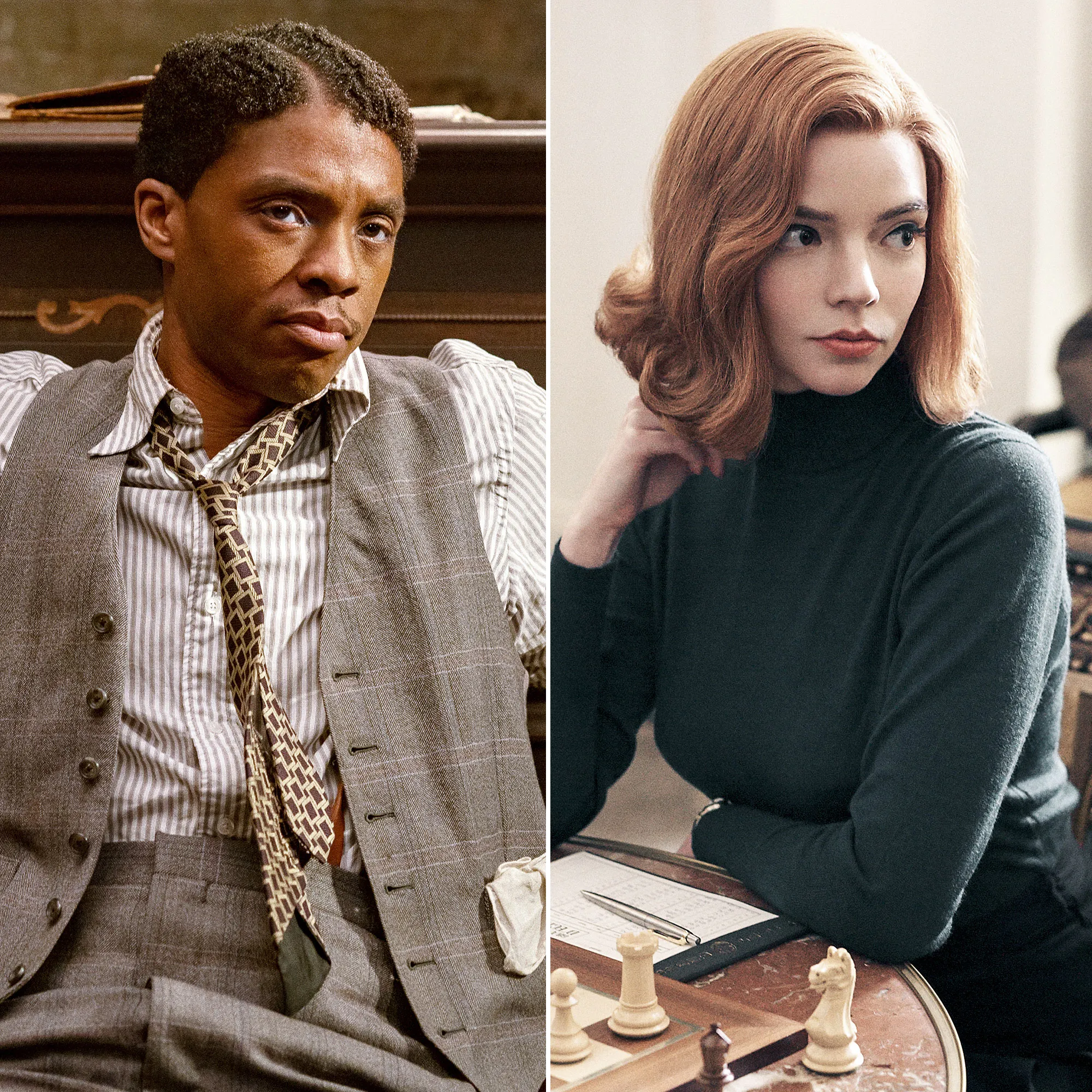 Chadwick Boseman as Levee in Ma Raineys Black Bottom and Anya Taylor-Joy as Beth Harmon in The Queens Gambit SAG Nominations 2021