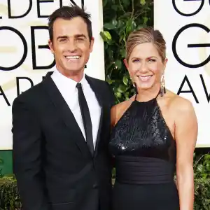 Justin Theroux and Jennifer Aniston arrive at the Golden Globes 2015 Jennifer Aniston Ex Justin Theroux Sends Love on Her 52nd Birthday