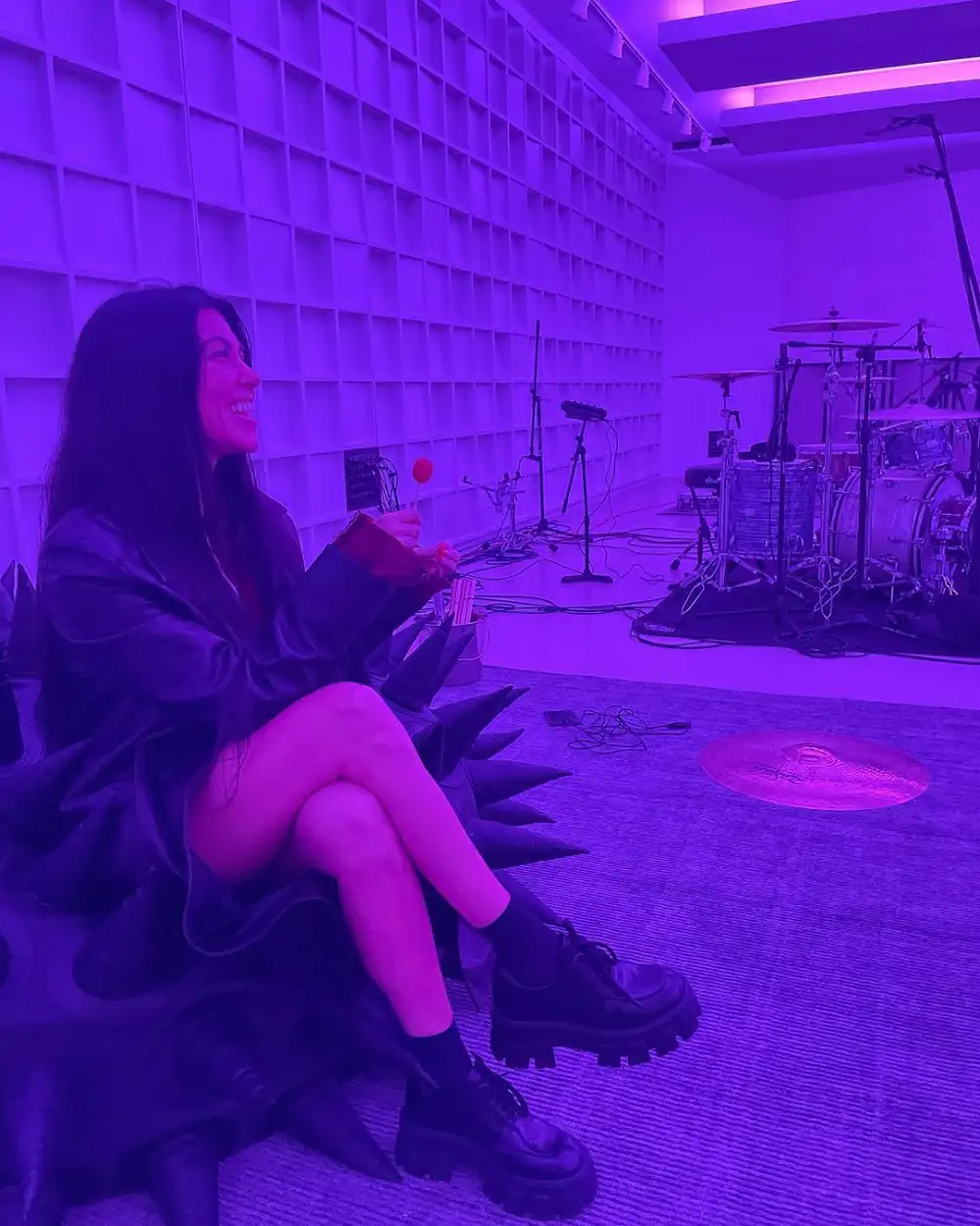 Kourtney Kardashian Beams While Hanging Out With Boyfriend Travis Barker in the Studio